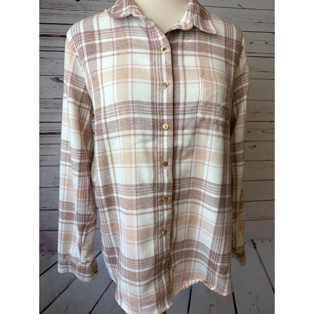 Kuhl Kamila Plaid Shirt size Large 8377 Flannel Long Sleeve Button Front Outdoor